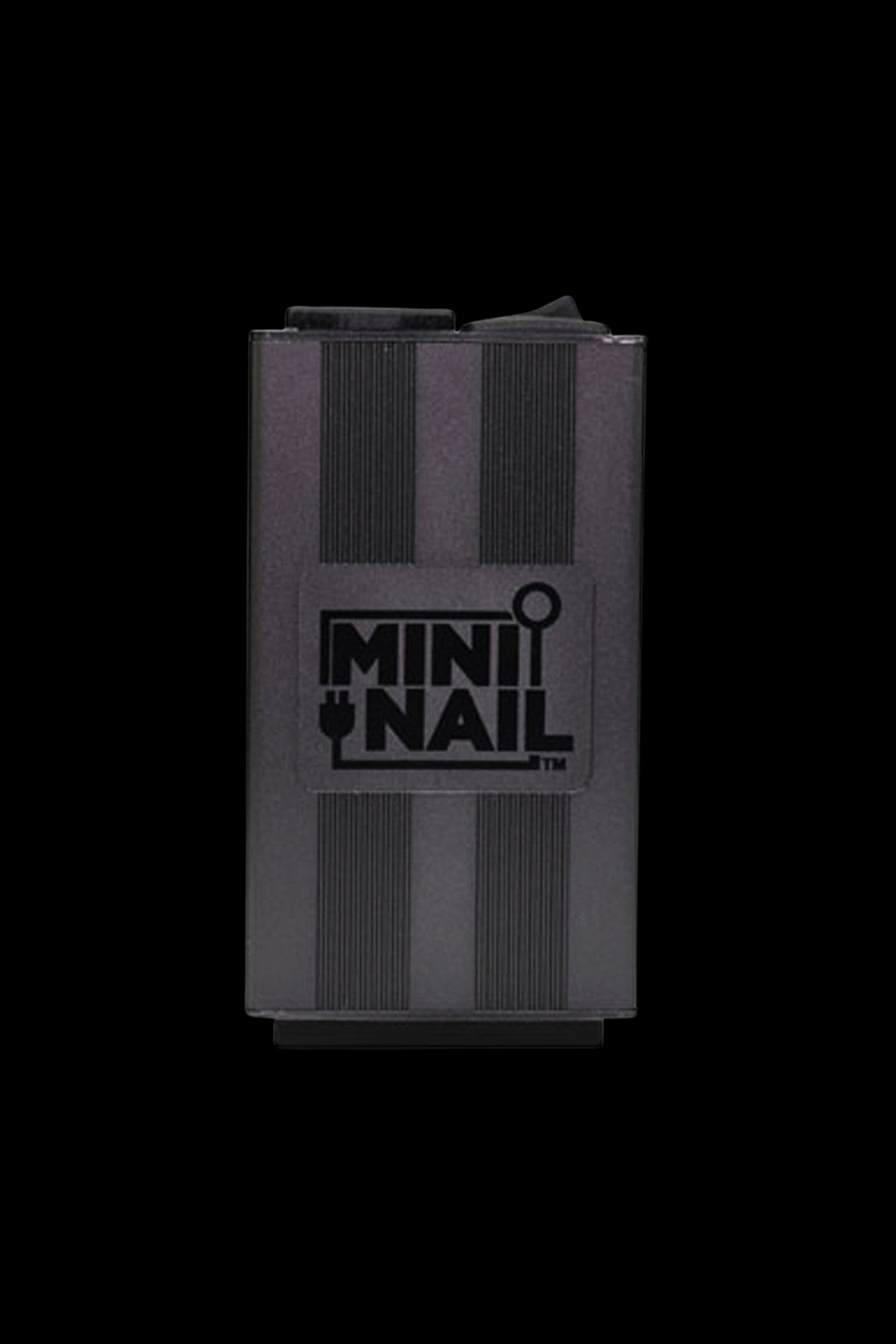 Black Mini Nail e-nail device with vertical cooling fins and logo.