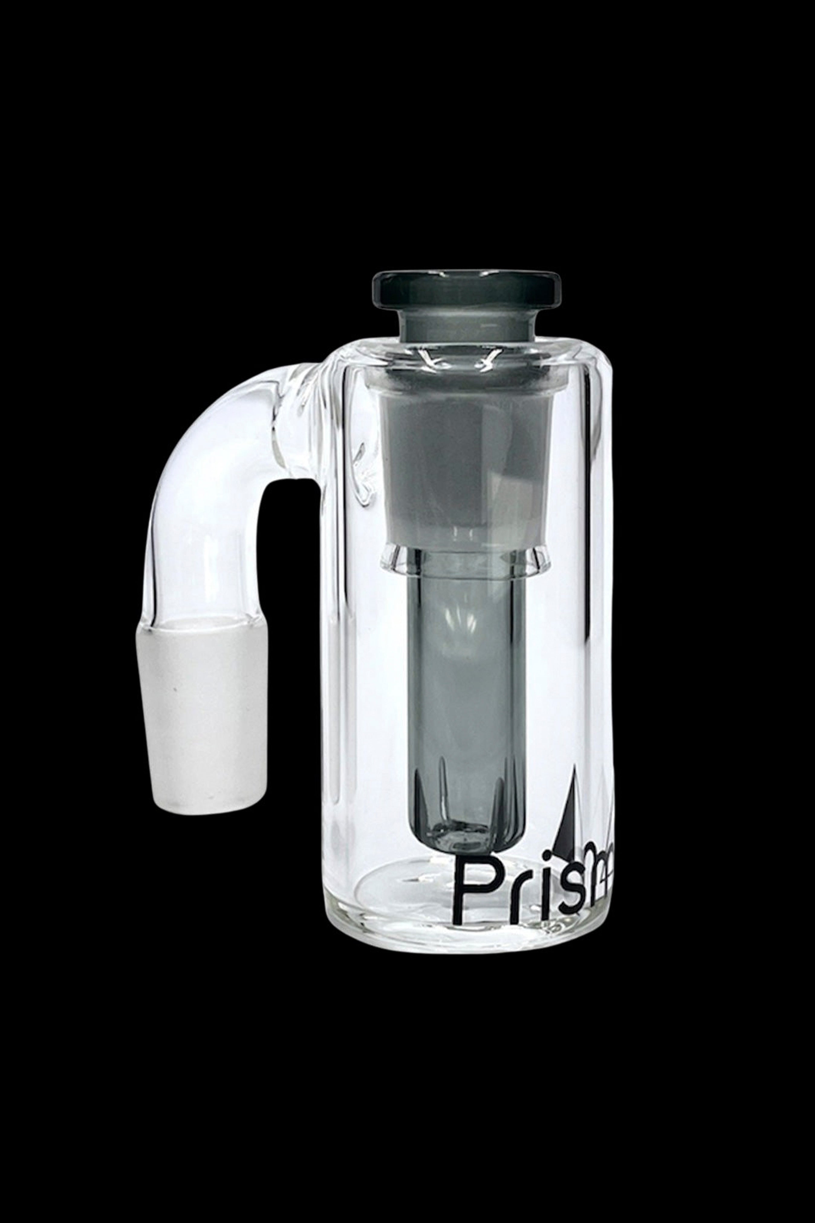 Clear glass bubbler with a built-in bowl, branded "Prism."