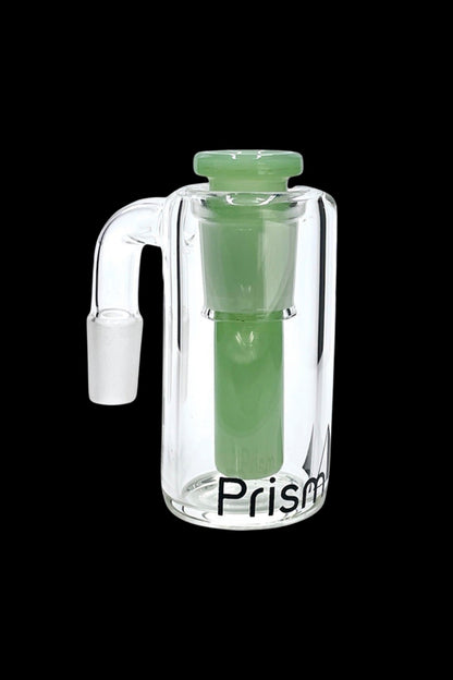 Clear glass bubbler with green accents and “Prism” branding.