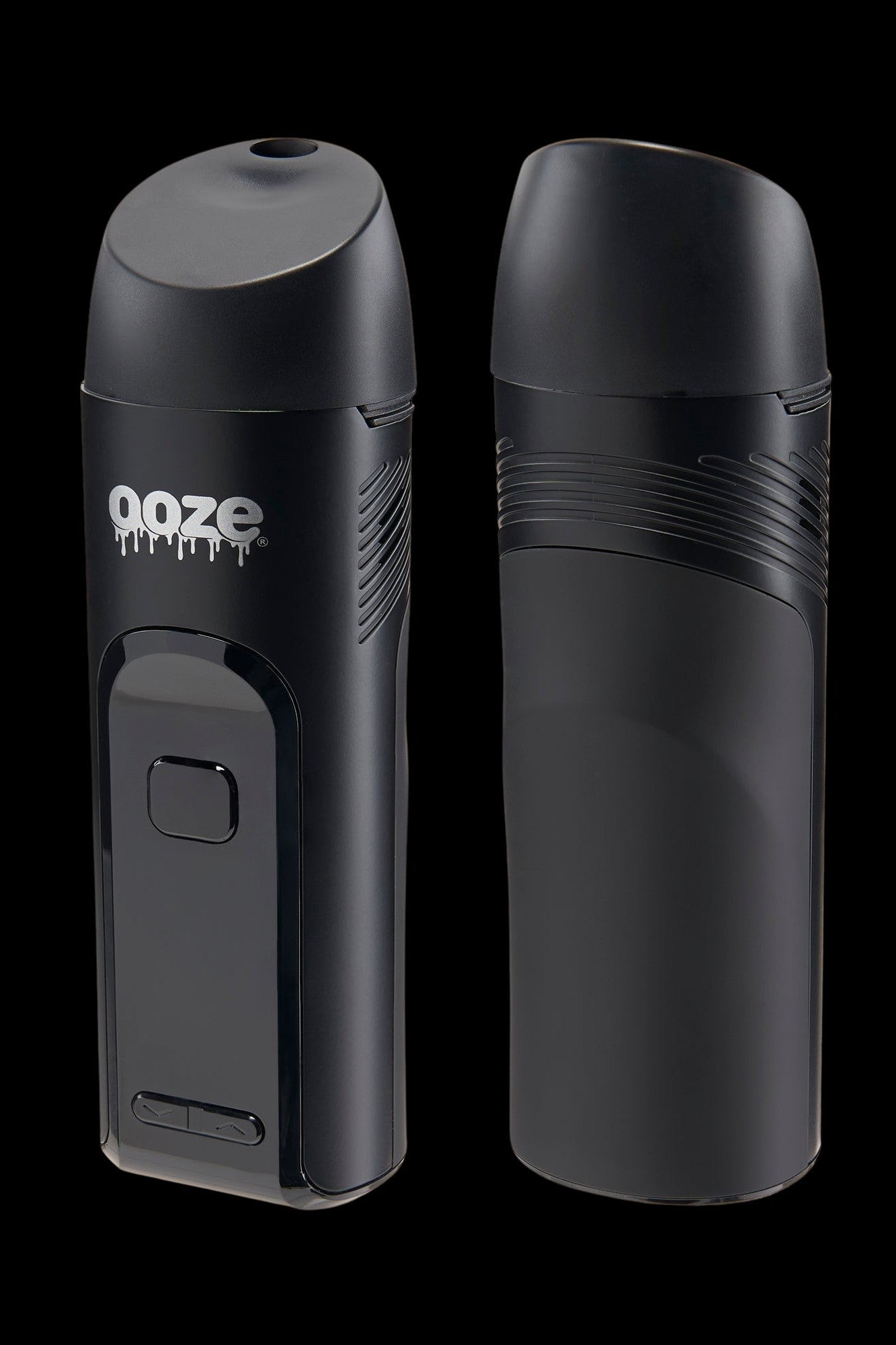 Black Ooze vaporizer pen displayed from front and side views.