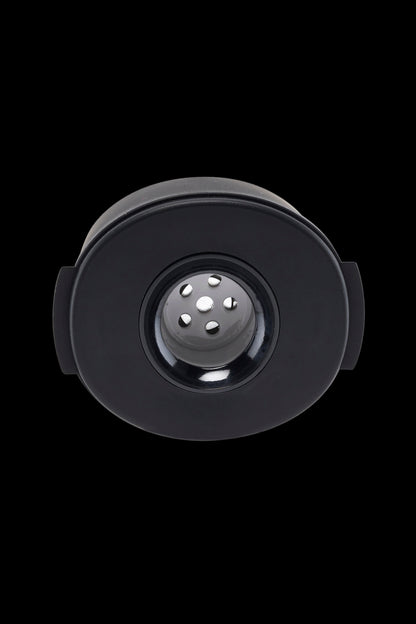 Black cannabis dab cap with a phenolic pearl insert.