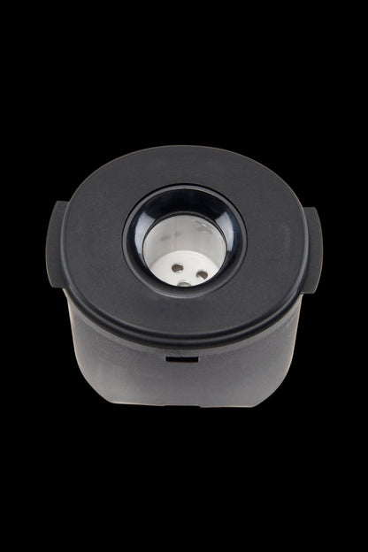 Black cannabis oil vape cartridge with ceramic tip.