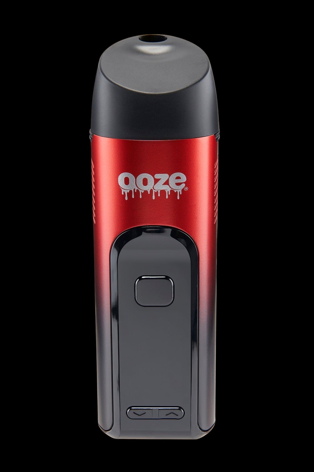 Red and black Ooze vape pen with branding.
