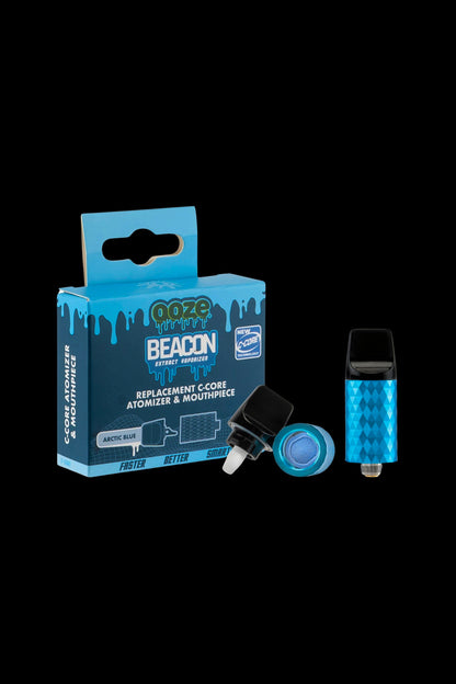Doze Beacon replacement atomizer and mouthpiece in Arctic Blue packaging.