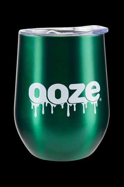 Emerald green wine glass-shaped smoking accessory with the "Ooze" logo dripping down the front.