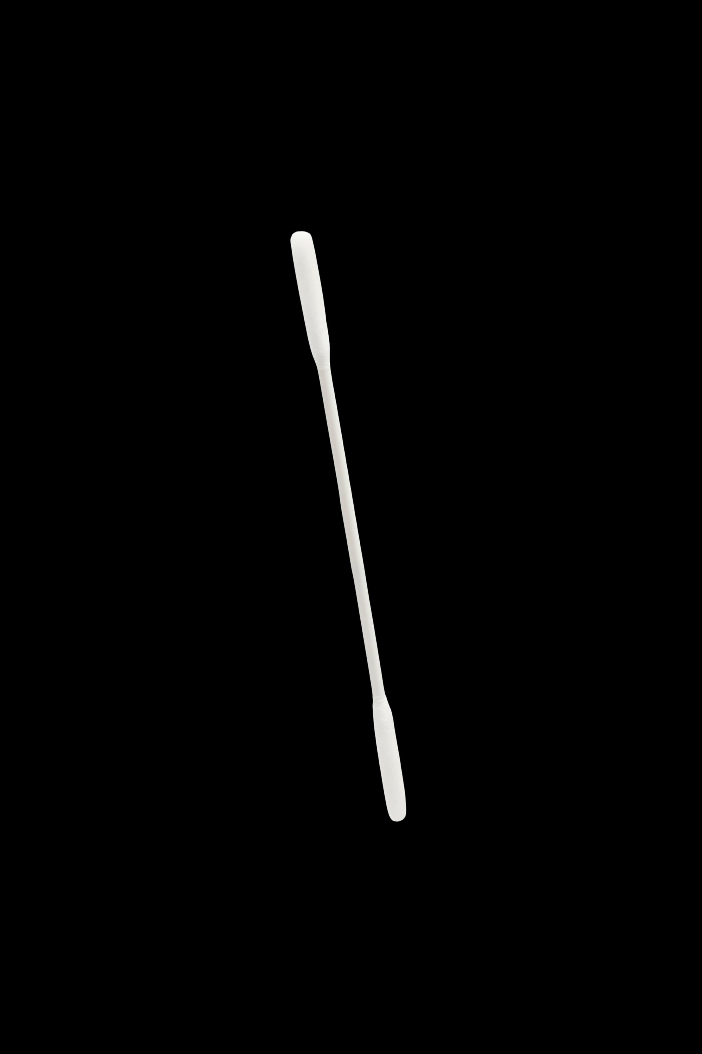 Single white swab photographed diagonally against a black background, Ooze Resolution Alcohol Micro Swabs – 100ct.