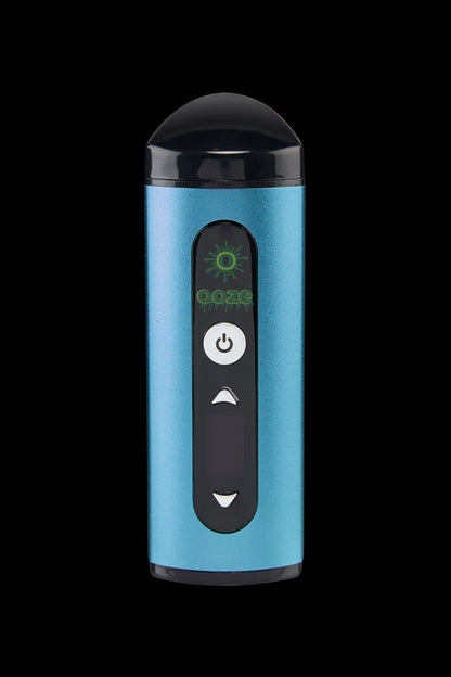 Blue Ooze vape pen with digital display and control buttons.