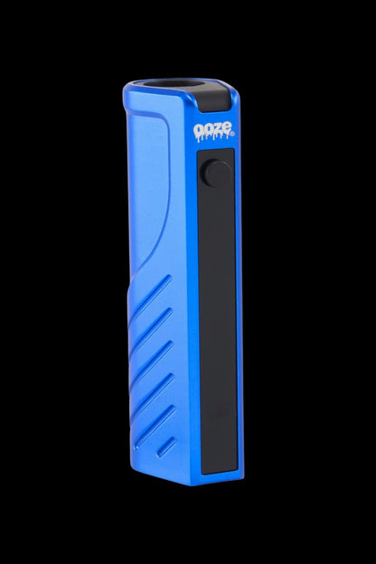 Blue cannabis concentrate vaporizer pen with "ooze" branding.