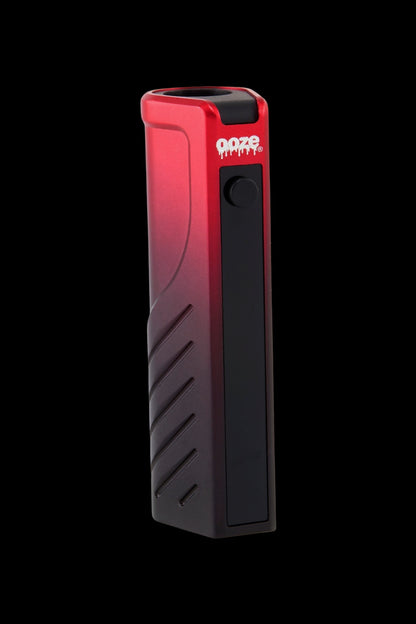 Red and black cannabis vaporizer pen with “Poze” branding.
