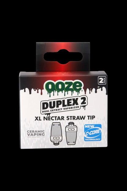Ooze Duplex 2 XL Nectar Vaporizer straw tips, a two-pack in retail packaging.