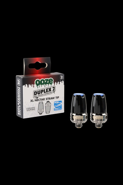 Ooze Duplex XL replacement cartridges for cannabis vaporizers, packaged on a black card.