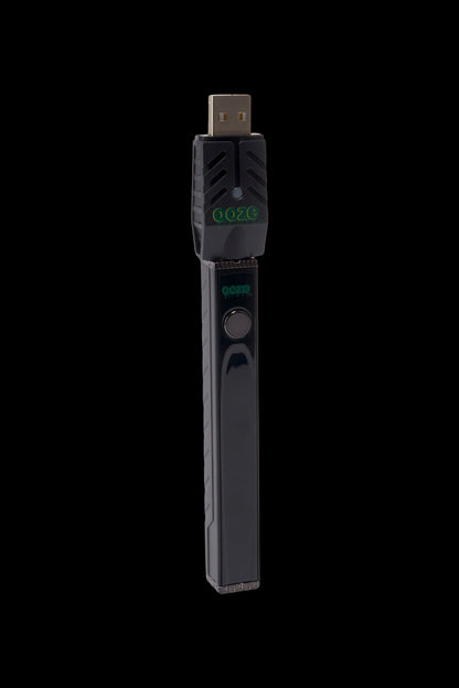 Black Goze battery for cannabis oil cartridges with USB charging port.