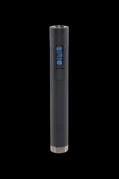 Black cannabis vaporizer pen with digital display.