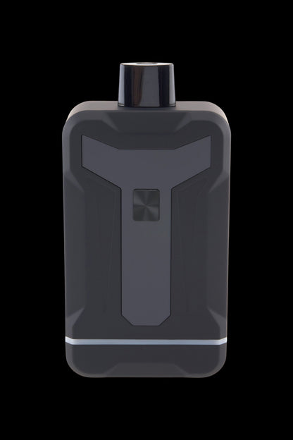 Close-up front view of the black Ooze Duet 510 Dual Conceal Cart Battery showing its rectangular body, top cartridge cap, centered square button, and subtle edge trim against a black background