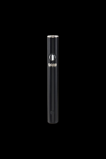 Black cannabis vape pen with “ooze” branding against a black background.