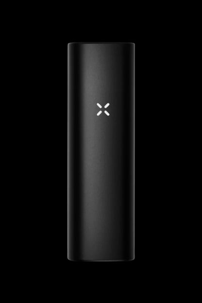 Sleek black cannabis vaporizer pen with a glowing white symbol.