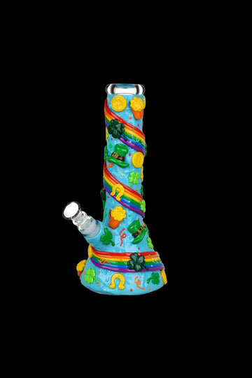 St. Patrick's Day Rainbows and Gold Glow In The Dark Water Pipe - St. Patrick's Day Rainbows and Gold Glow In The Dark Water Pipe