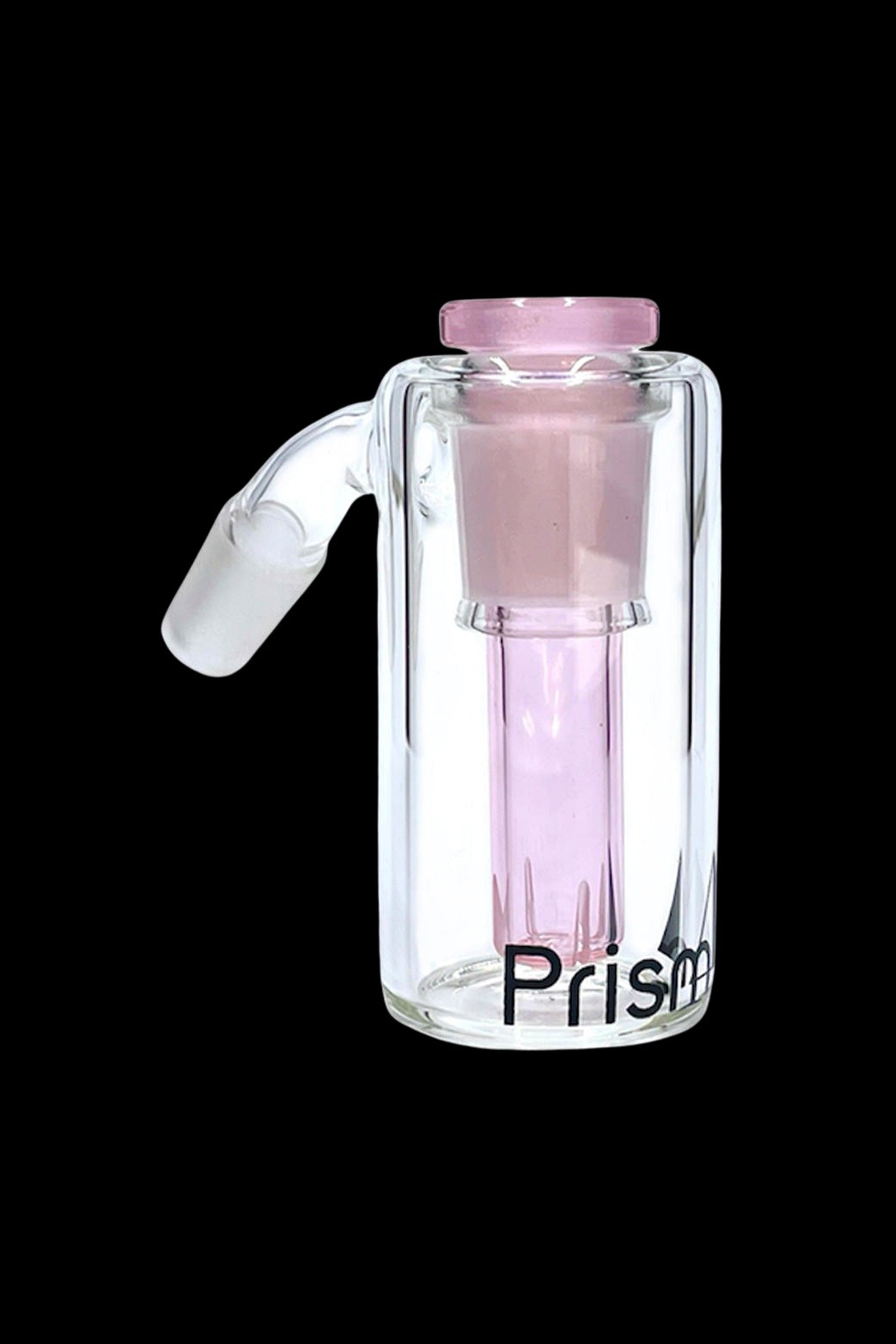 Glass water pipe attachment with iridescent finish and “Prism” logo.