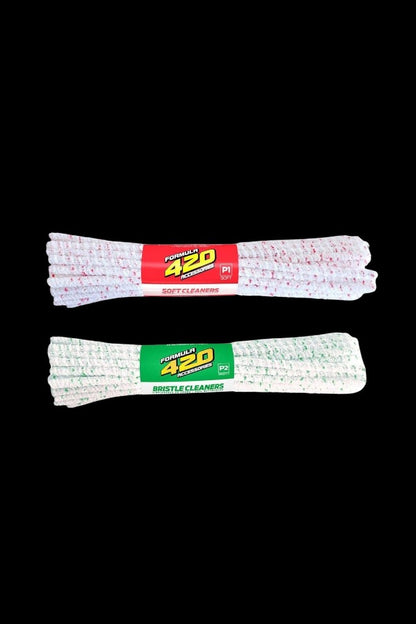 Two rolls of pipe cleaners branded “Formula 420” for cleaning cannabis accessories.