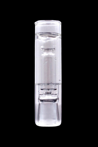 Clear glass bubbler water pipe.