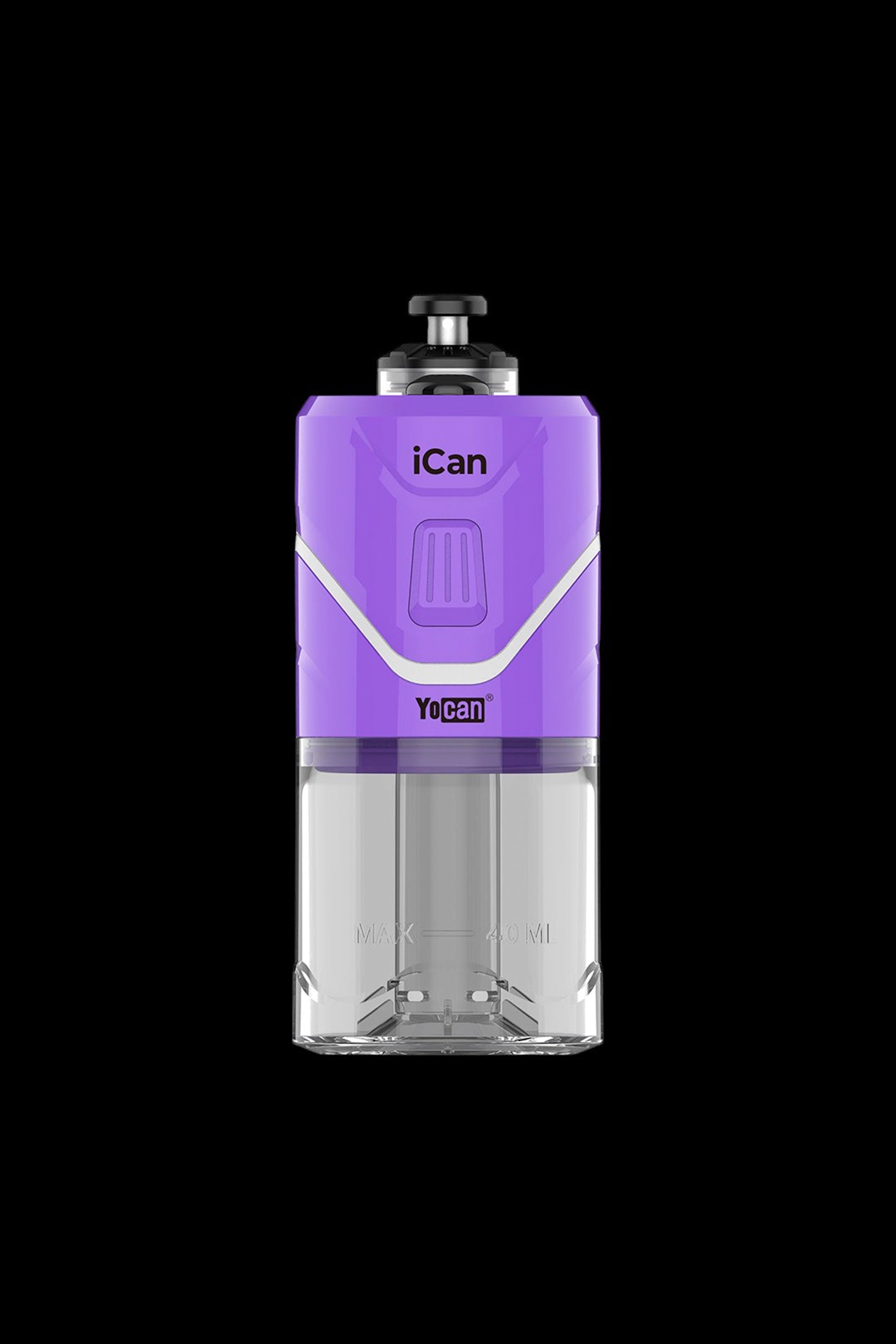 Purple Yocan iCan cannabis concentrate vaporizer with a clear, graduated collection chamber.