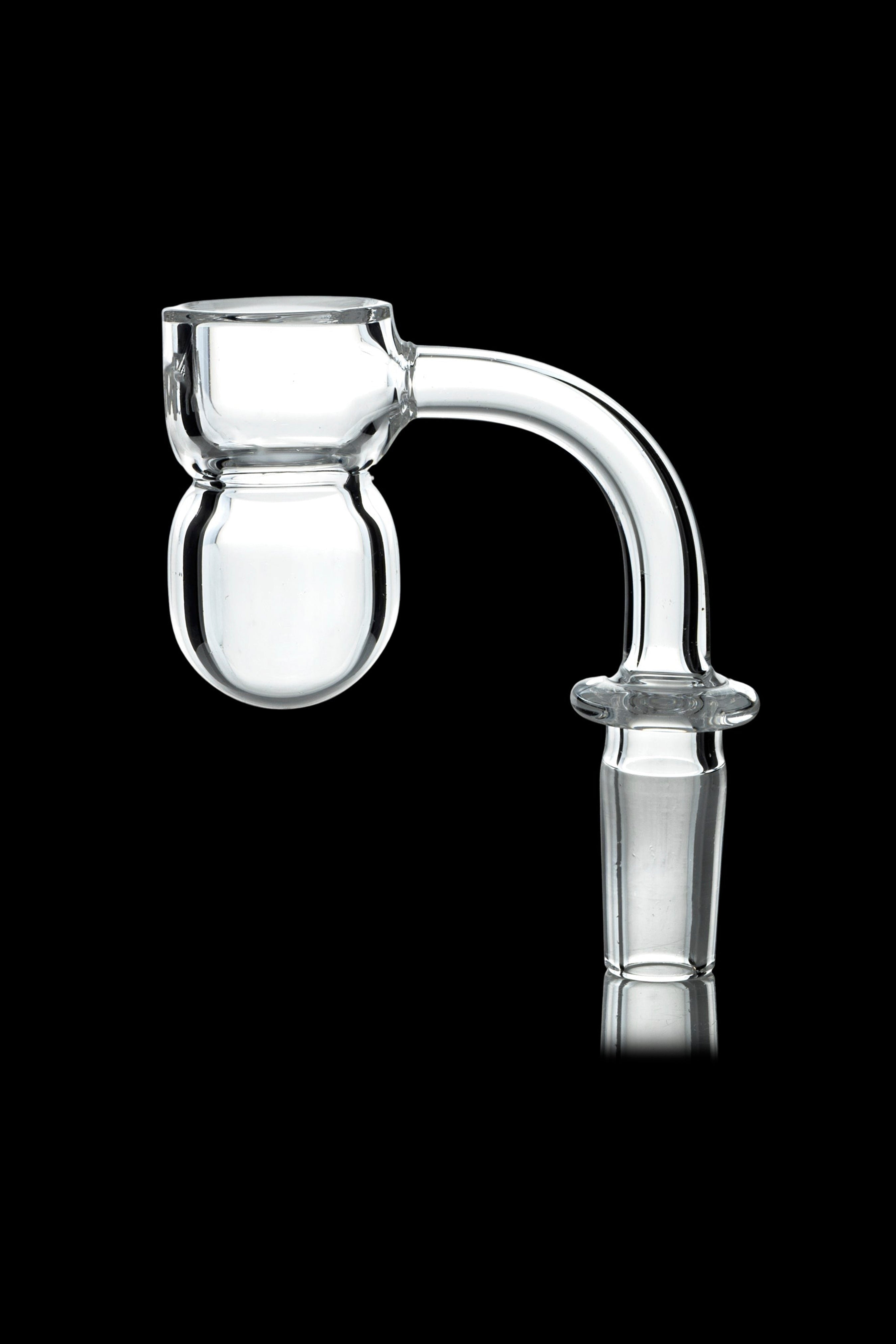 Clear glass dab rig nail with a rounded bowl and angled neck.