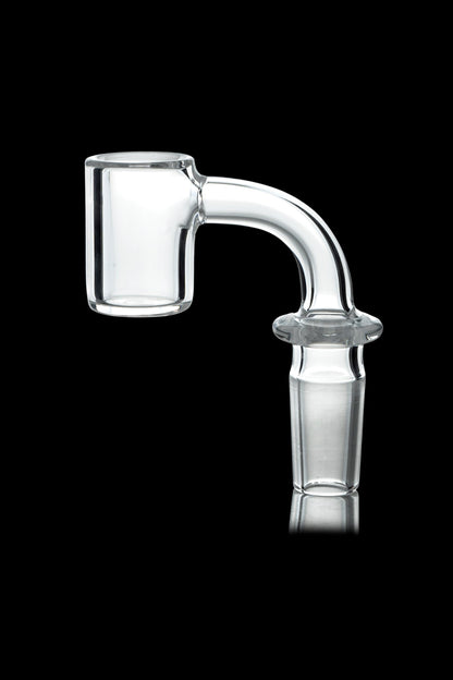 Clear glass dab rig insert, also known as a banger, for vaporizing cannabis concentrates.