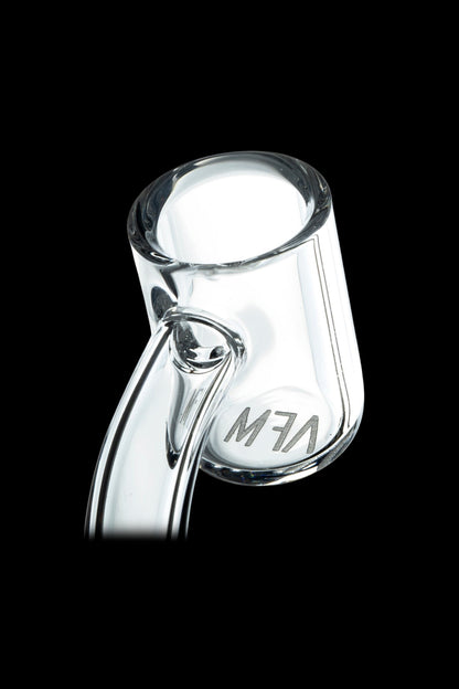 Clear glass dab nail with a bent neck for vaporizing cannabis concentrates.
