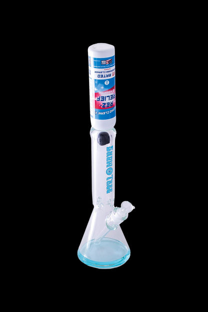 Glass bong with cleaning solution.