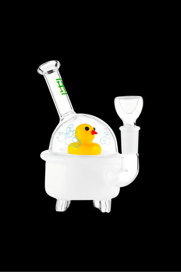 Glass bubbler water pipe shaped like a rubber ducky. - Hemper Ducky Bong