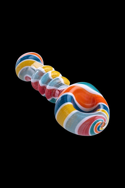 Colorful glass pipe for smoking cannabis.