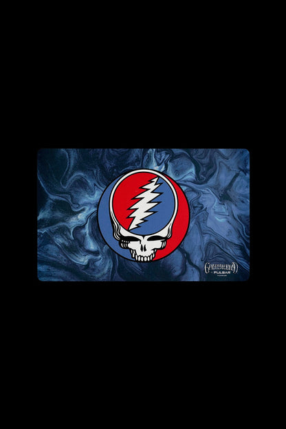 Grateful Dead Steely Dan rolling tray with marbled blue and black design.