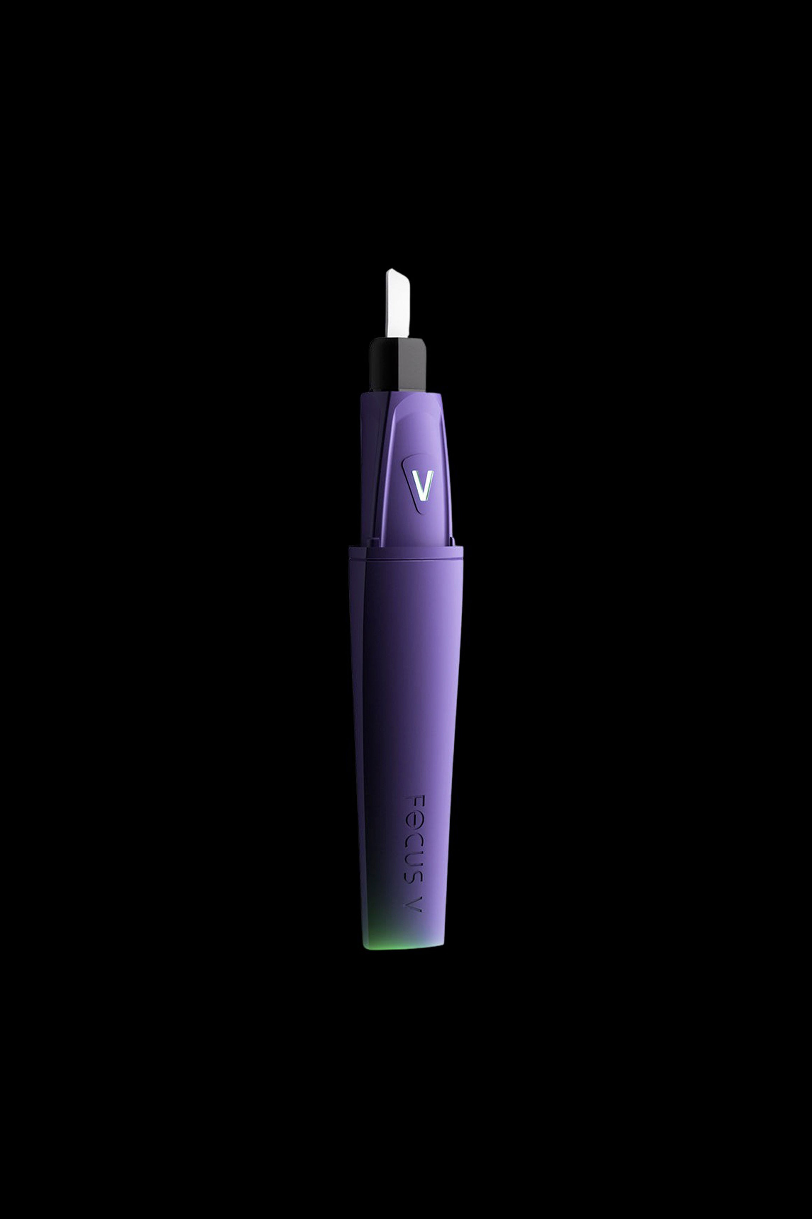 Purple cannabis concentrate vaporizer pen with visible oil chamber.