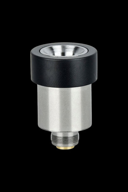 Silver and black cannabis oil vaporizer cartridge.