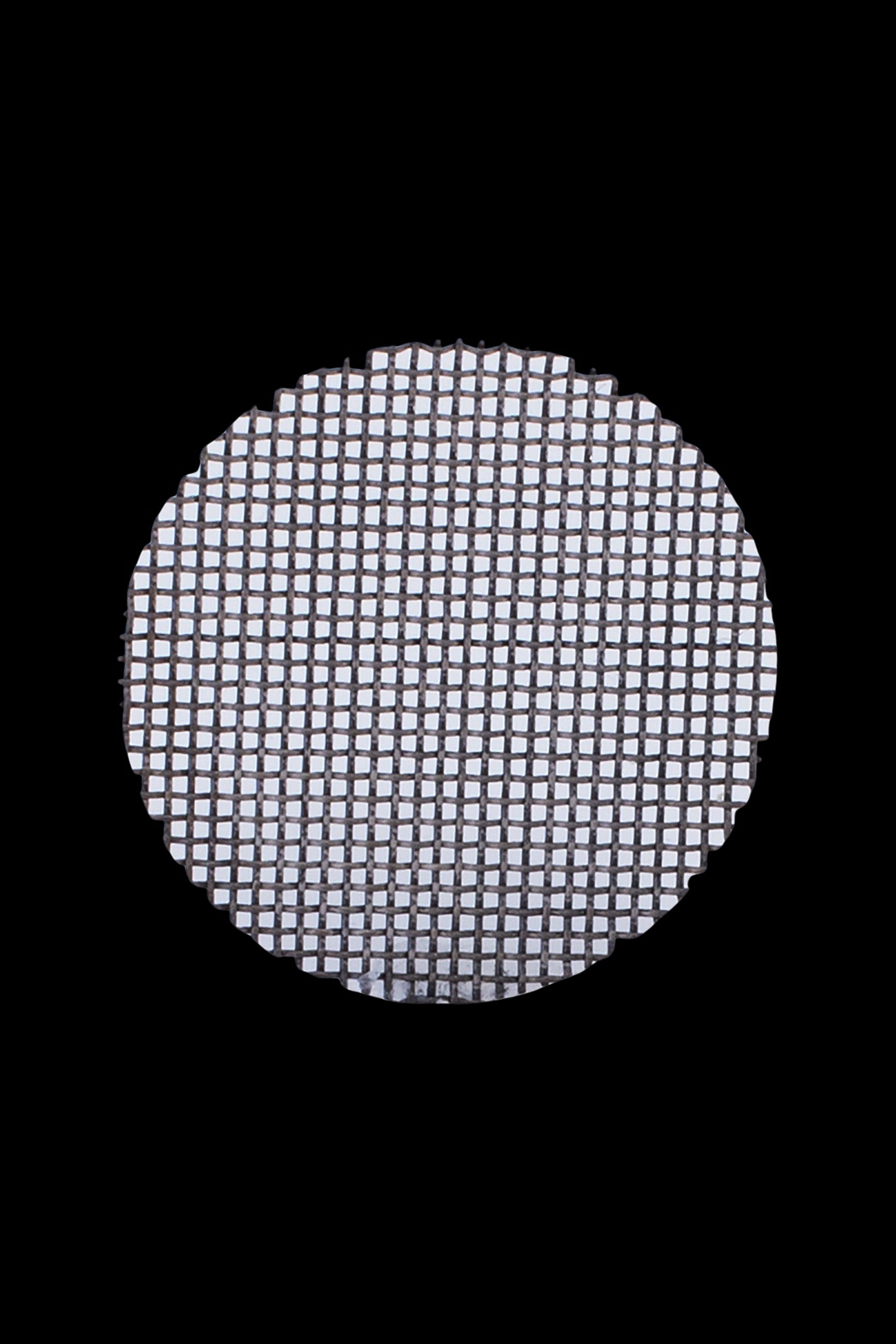 Silver metal screen for a cannabis pipe or bowl.