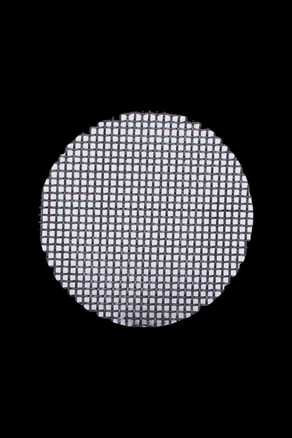 Silver metal screen for a cannabis pipe or bowl.