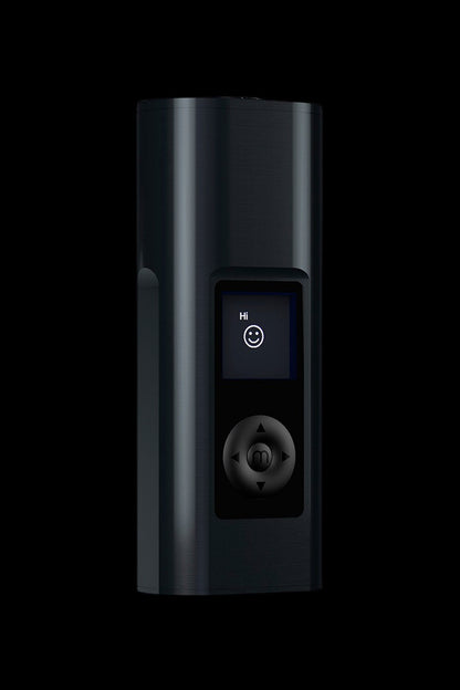 Sleek black cannabis vaporizer with a digital display.