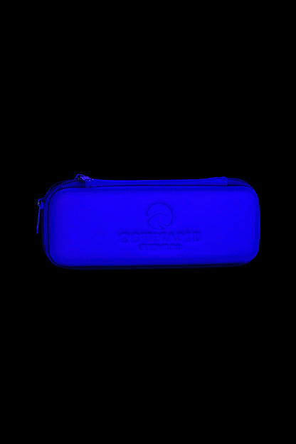 Blue cannabis accessory case with embossed logo.
