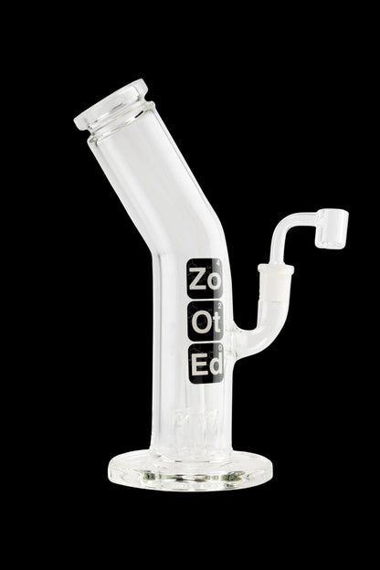 Clear glass bubbler with a flared base and angled neck, branded with "ZoOt" vertically along the side.