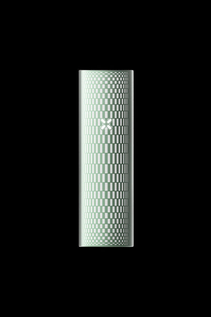 Green cannabis vape pen with geometric pattern.