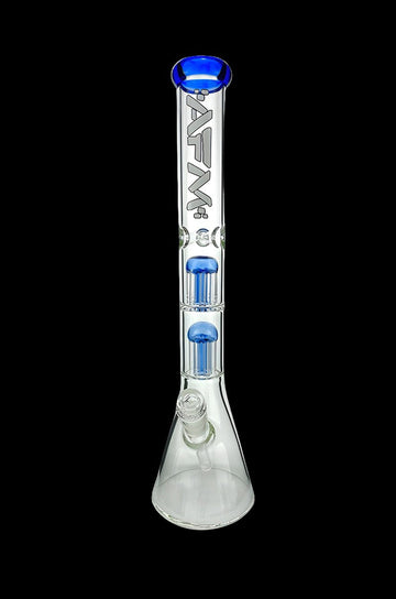 AFM Glass Hitter Double Arm Perc 9mm Glass Beaker Bong - AFM Glass Hitter Double Arm Perc 9mm Glass Beaker Bong