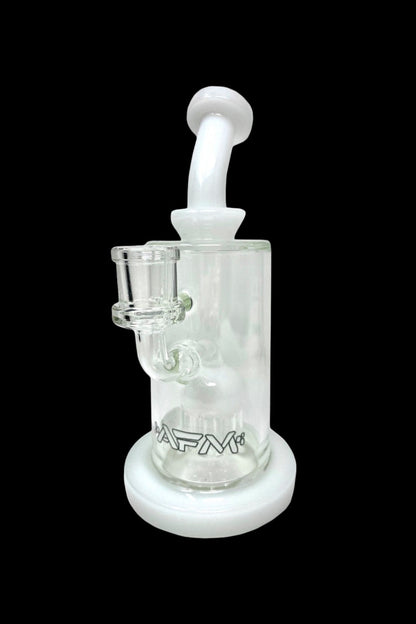 Frosted glass water pipe (bong) with an intricate design and visible smoking apparatus.