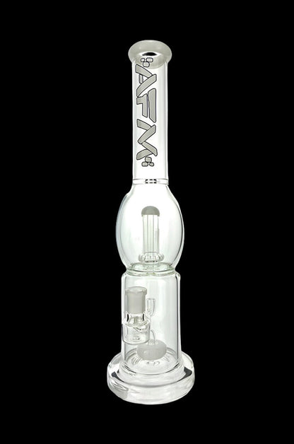 Clear glass bubbler water pipe with ice pinch and removable downstem.