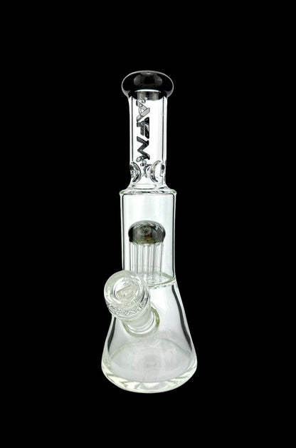 Clear glass water pipe (bong) with ice pinches and a diffused downstem.