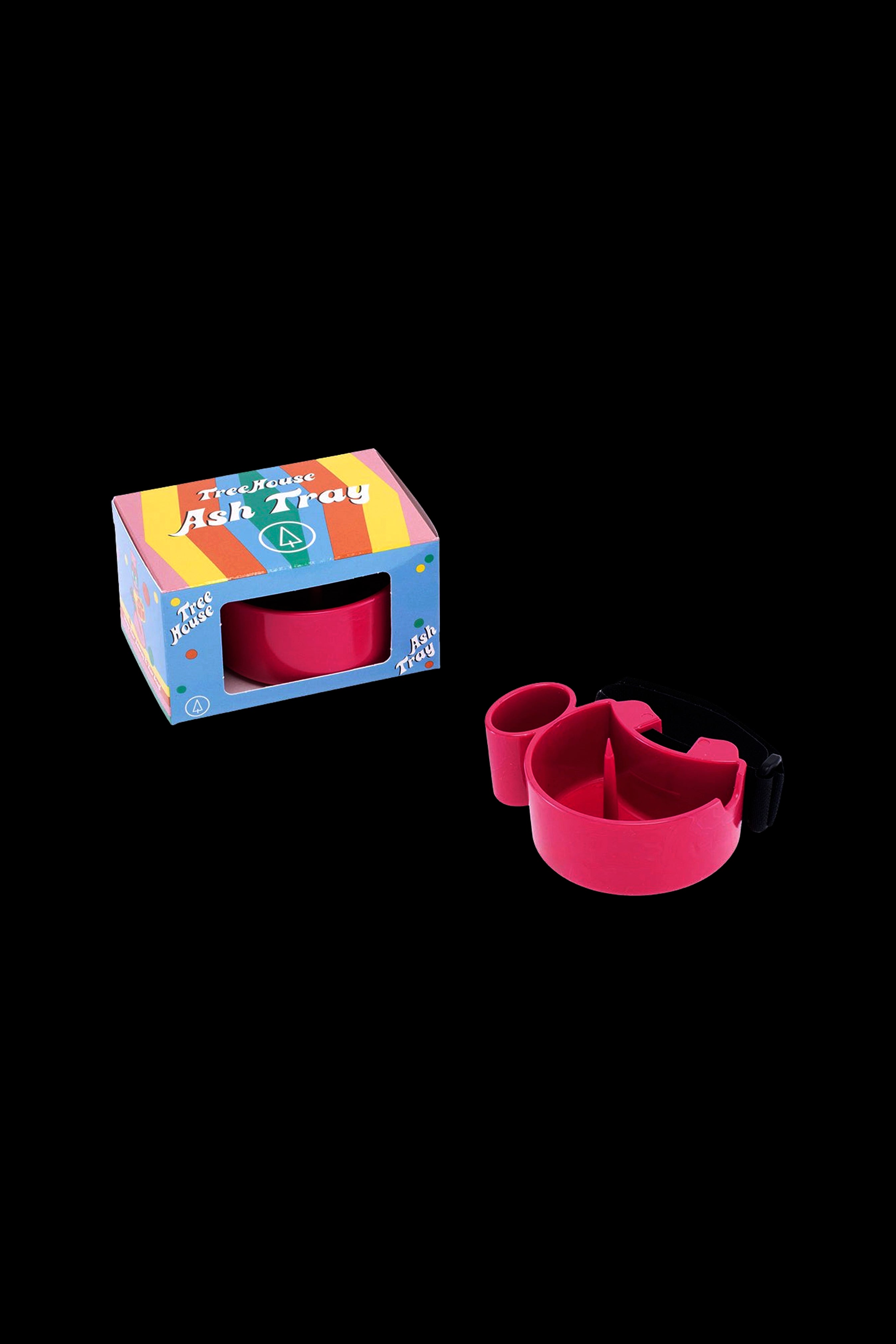 Pink cannabis ashtray with original packaging.