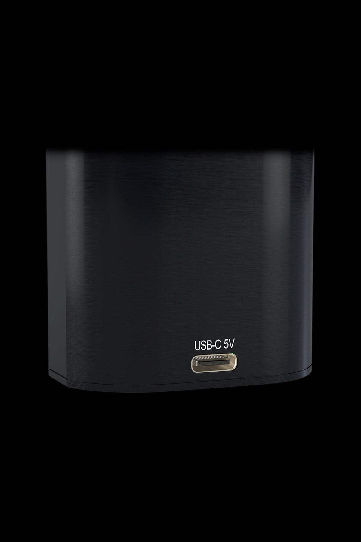 Black cannabis vaporizer with a USB-C charging port.