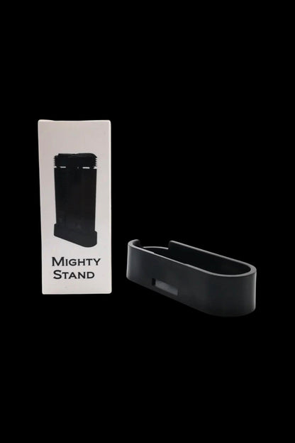 Black Mighty vaporizer stand in packaging and disassembled.