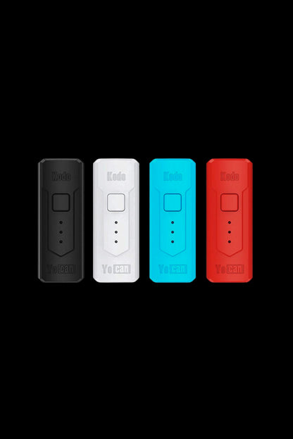 Yocan Kodo battery collection in black, silver, teal, and red.