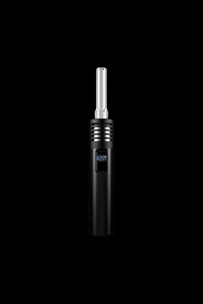 Black butane torch lighter with “420” branding, isolated on a black background.