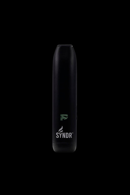 Black SYNDR cannabis oil vape pen with digital display.